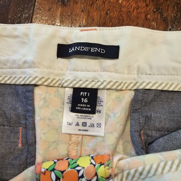 Lands' End Fit 1 Shorts Size 16 Novelty Retro Mod Orange Print Summer Style - Picture 2 of 7